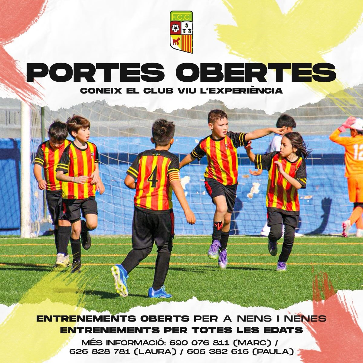 PORTES OBERTES!Fins a final de temporada. Entrenaments oberts per a nens i nenes. Entrenaments per a totes les edats.Vine a conèixer el club. Viu l’experiència.Futbol 7: dimarts i dijous de 17.30h a 19h
Futbol 11: dimarts i dijous de 19h a 20.30h.Demana més informació. 🙋🏼‍♂️#orgullcalldetenenc