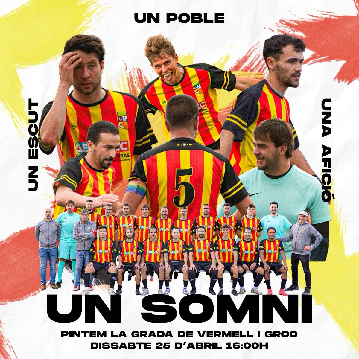 A 90 minuts d’un somniDissabte 25 d’abril, a les 16 h, a Calldetenes, el 4a Catalana es pot proclamar CAMPIÓ de lliga. Necessita una victòria o fer el mateix resultat que el segon classificat.Fa 31 anys que el primer equip no guanya una lliga (Temporada 94-95). 🤯Vine al camp! Pintem la grada de vermell i groc!Ajuda’ns a guanyar aquest partit!T’esperem! 💛❤️#orgullcalldetenenc