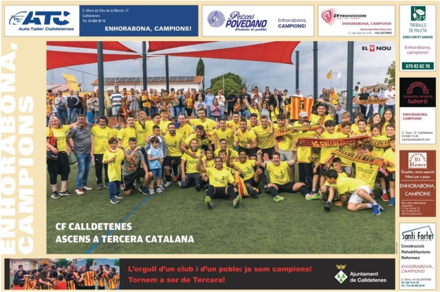 L’orgull d’un club i d’un poble: ja som campions!Tornem a ser de Tercera!Foto: @el9nou#orgullcalldetenenc