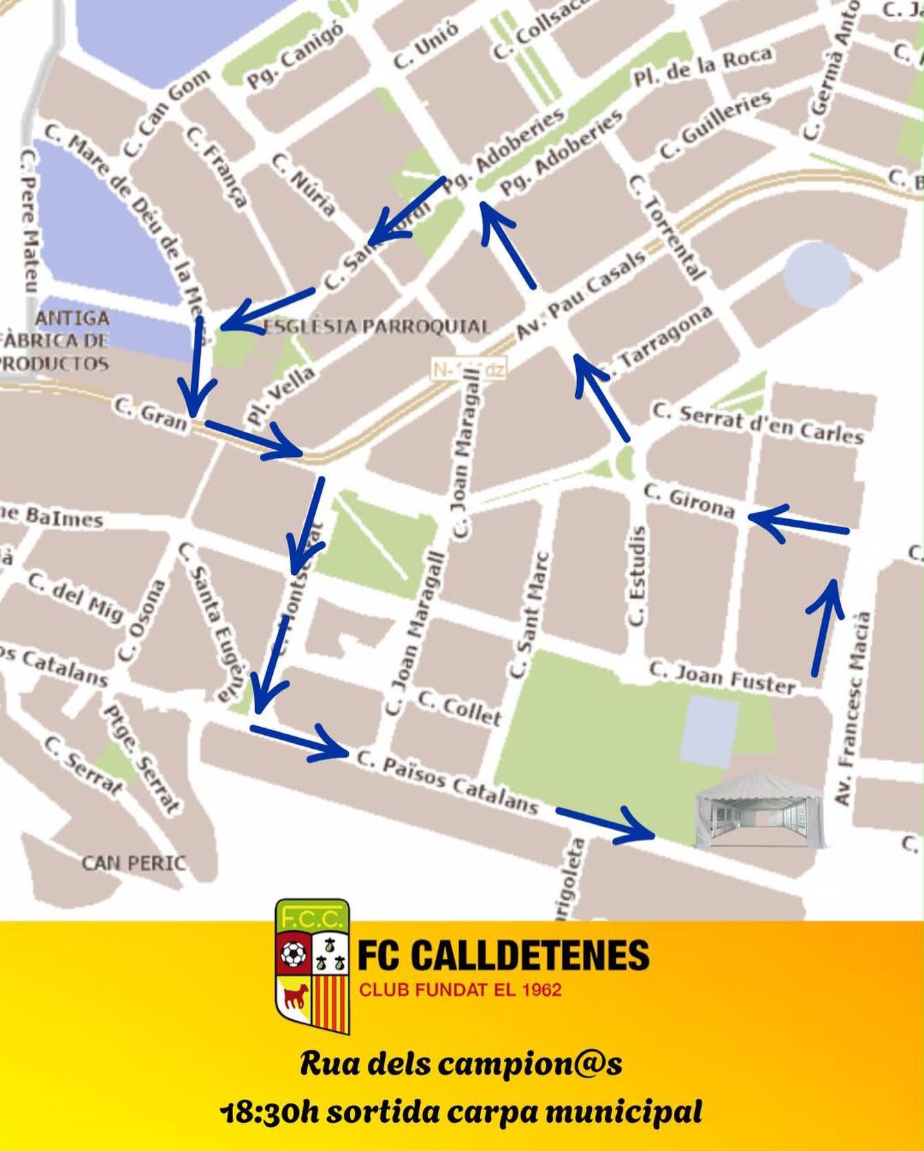 🔴🟡 Avui és dia de festa al FC Calldetenes! 🟡🔴Aquesta tarda volem celebrar plegats tots els èxits aconseguits durant aquesta temporada i continuar fent poble a través de l’esport.🎉 Us esperem a la Rua del Club!📍 Sortida: Carpa de Calldetenes🕡 Hora: 18.30 hAnimeu-vos a venir, seguir la rua i participar-hi amb nosaltres! Jugadors, famílies, simpatitzants i tots els veïns i veïnes hi esteu convidats.👕 Veniu vestits amb la roba del club per omplir els carrers de sentiment calldetenenc!Fem que sigui una tarda especial, plena d’alegria, orgull i celebració.💛❤️ Som-hi, FC Calldetenes!#orgullcalldetenenc #orgullcalldetenenca
